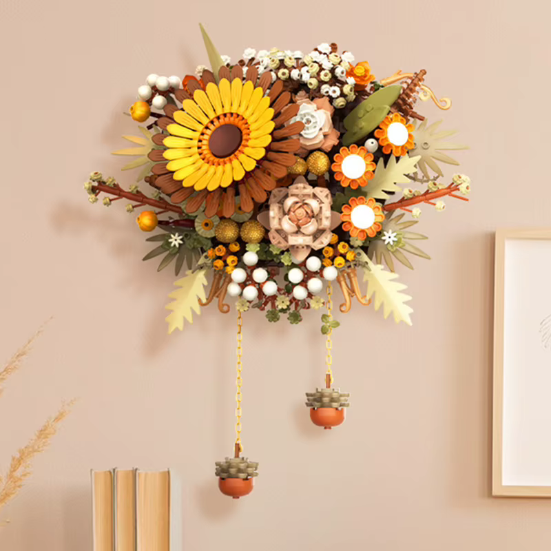 Bricolage plantes Art mur fleurs simulé tournesol salon pendentif blocs de construction modèle briques enfants ensembles jouets