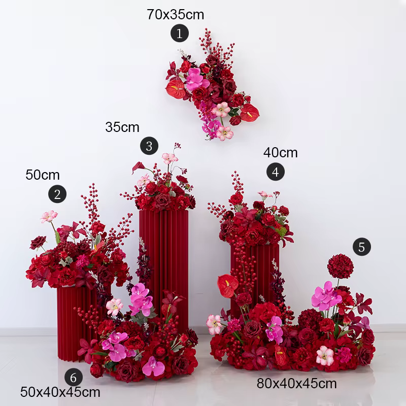 Nouvelle rangée de fleurs artificielles suspendues (orchidée rouge