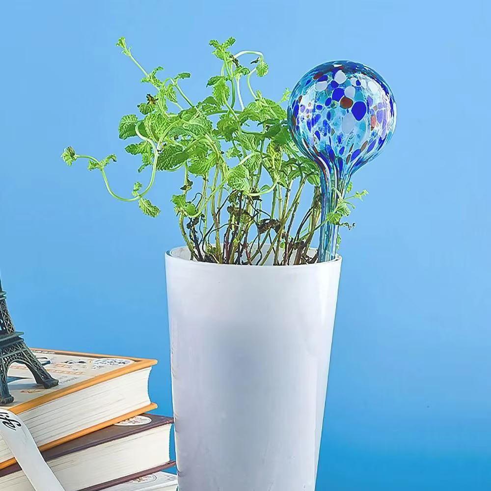 Boule d'arrosage automatique en verre pour plantes colorées