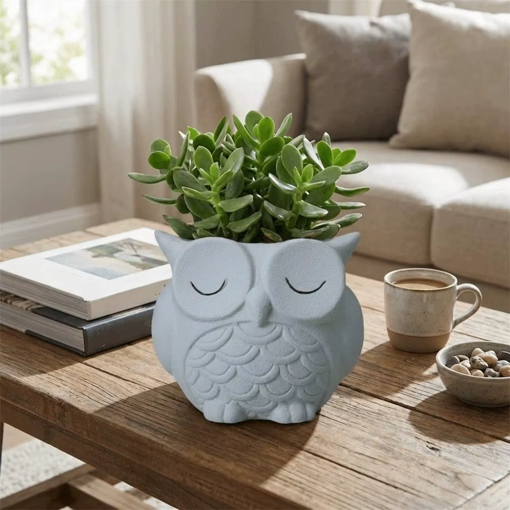 Pot à plantes créatif en céramique en forme de hibou
