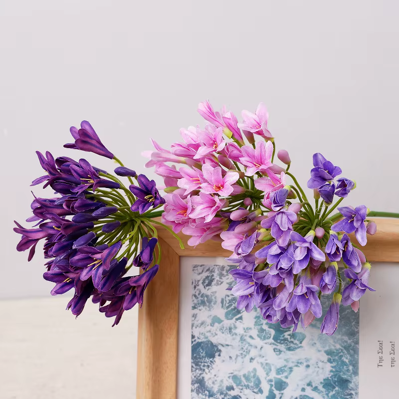 6 pièces de fleurs artificielles en soie Agapanthus
