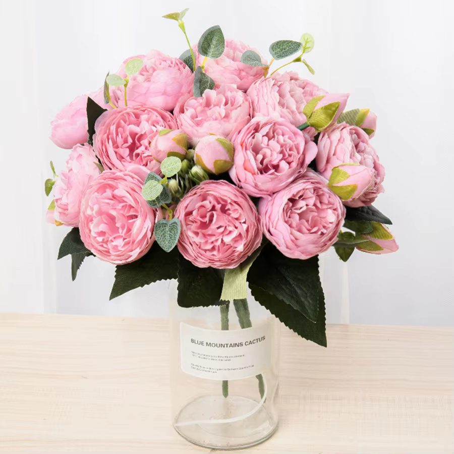 Fleurs artificielles Soie Pivoine Bouquet Festival Décorations Vase Pour La Maison Chambre Jardin Salon Mariage Mariée Faux Plantes Prop