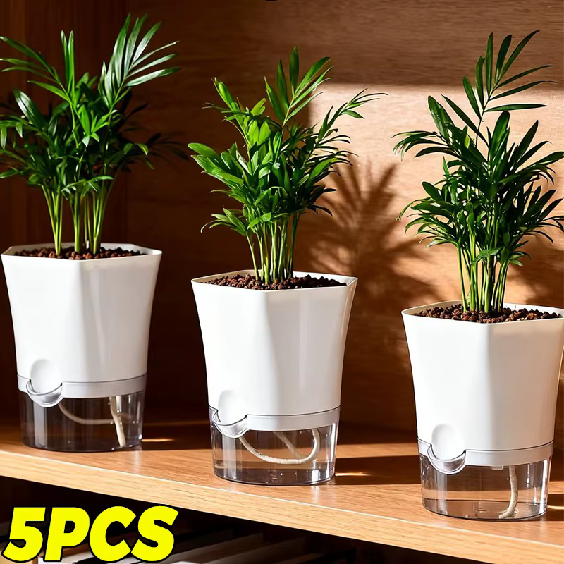 1/5 pièces Pot de fleurs auto-arrosant transparent