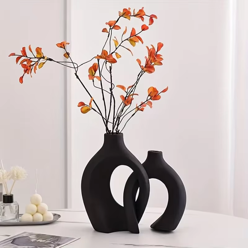1 ensemble de vases à fleurs noirs nordiques