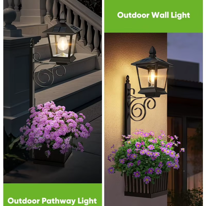 Pot de fleurs solaire imperméable d'extérieur 2-en-1 avec lumière décorative pour la maison