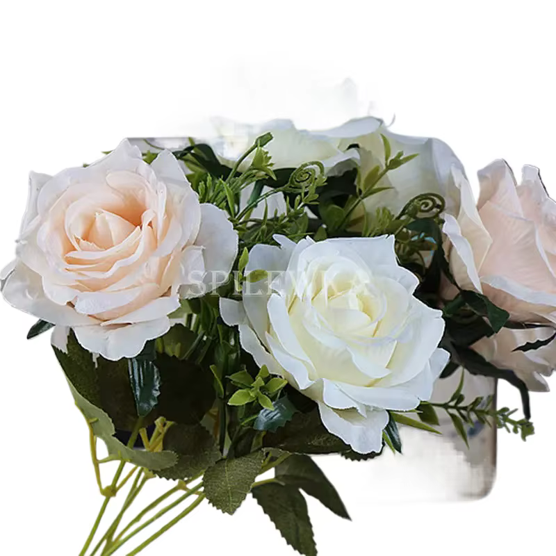 Fleurs artificielles de roses orange en soie de haute qualité pour la décoration de mariage