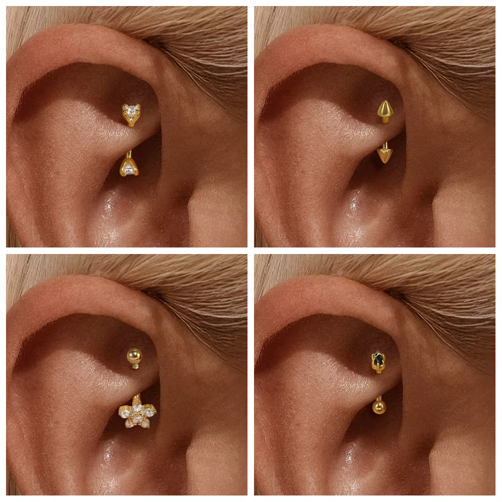 ROXI 925 argent Sterling fleur/Rond Zircon cartilage/nez/bouton de ventre Piercing boucle d'oreille pour femmes hommes corps Piercing bijoux