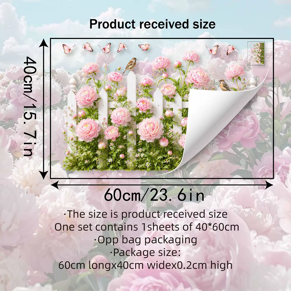 Papier peint mural floral 3D pivoine rose