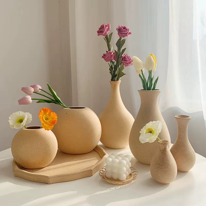 Vase à Fleurs en Bois Rétro Décoratif de Table