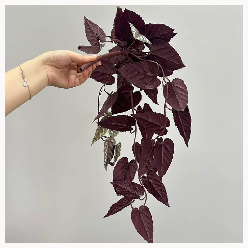 3 pièces de plantes vertes artificielles de type feuille de perilla