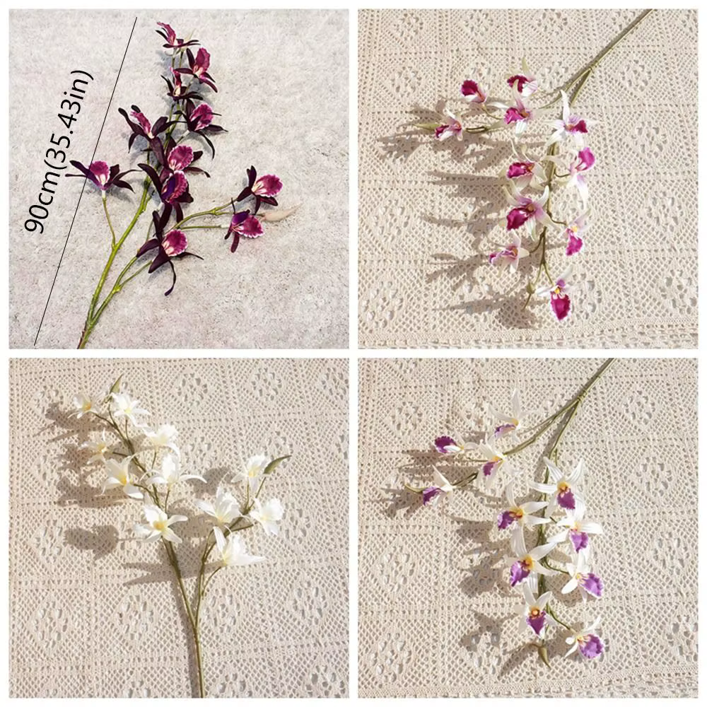 2 Branches d'Orchidées Artificielles Dendrobium Réalistes au Toucher Naturel