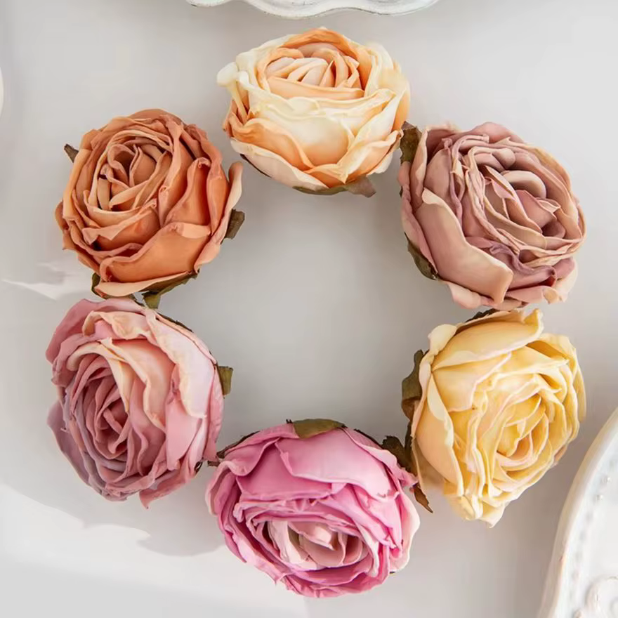 Fleur artificielle bord brûlé Rose mariage Bouquet de mariée décor maison jardin extérieur Festival fête couronne bricolage Ins cadeau Scrapbook