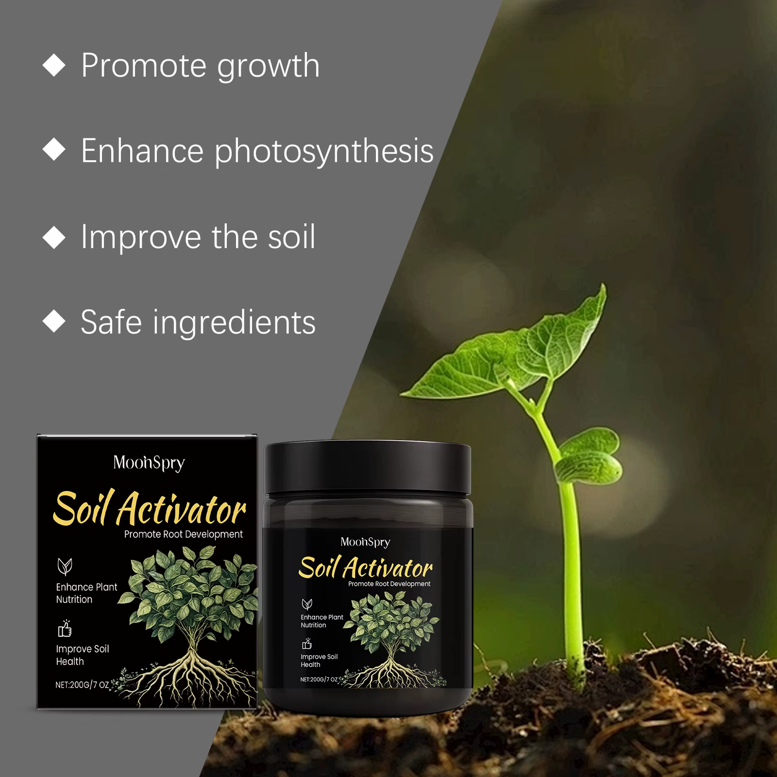 Activateur de Sol Puissant Engrais pour Jardin et Plantes Améliore la Consistance du Sol Complément Nutritionnel