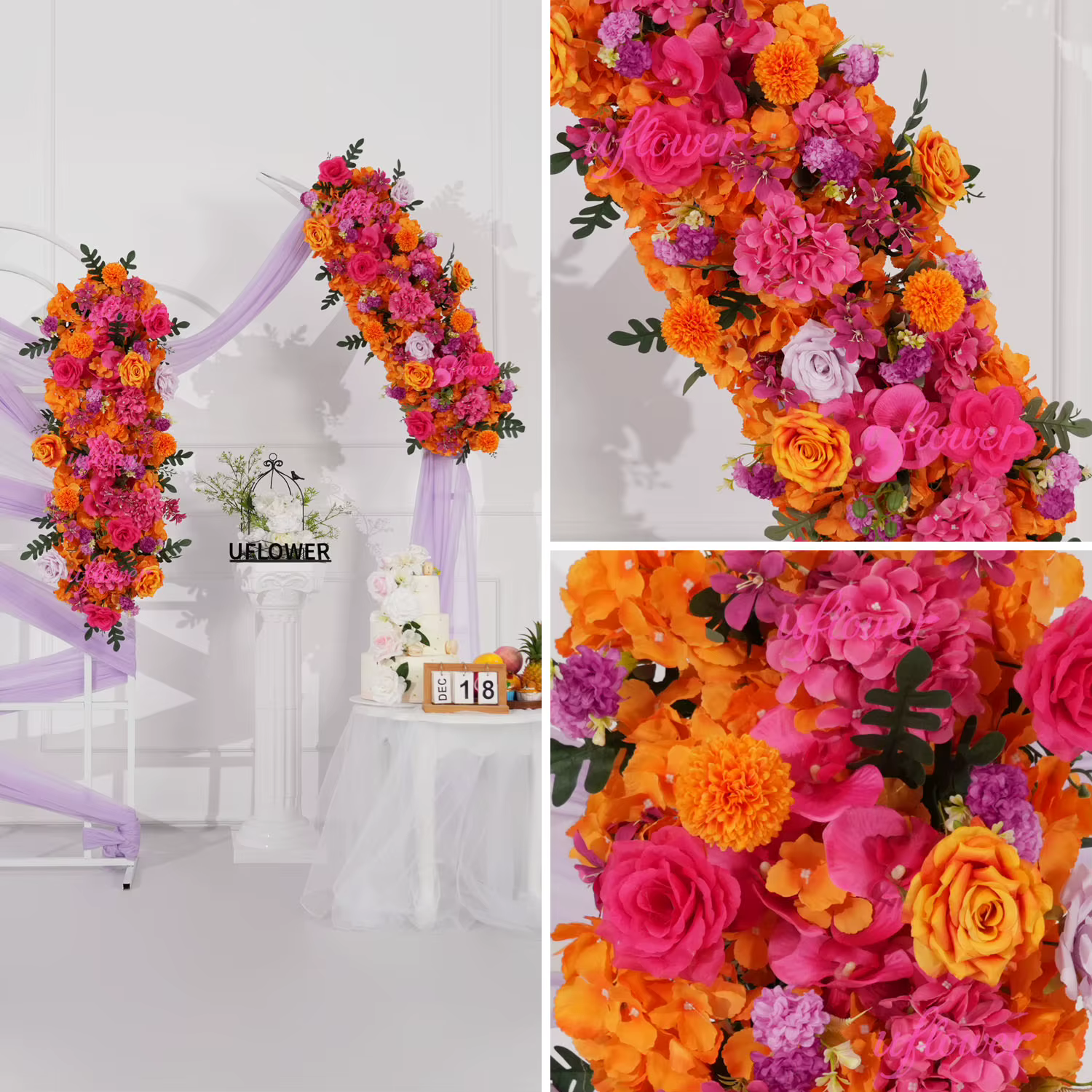 Uflower 50/100 cm fleur artificielle rangée pivoine chemin Table pièce maîtresse décoration de mariage mélange fleurs toile de fond arches décor