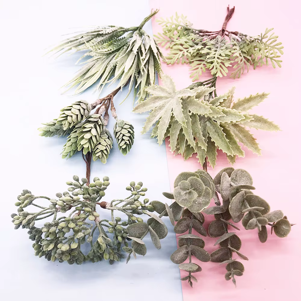 Fleurs artificielles, ornements de noël