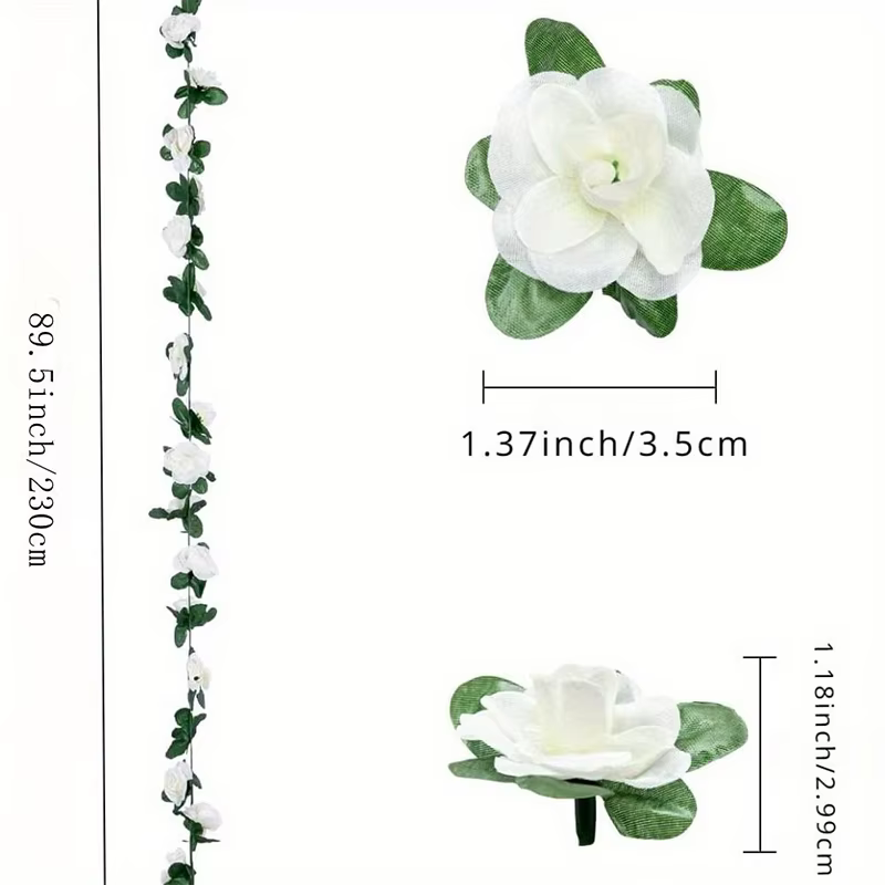 2.5M Rose fleurs artificielles vigne fausses plantes pour la maison chambre jardin décoration de mariage en plein air arc rotin bricolage guirlande accessoire