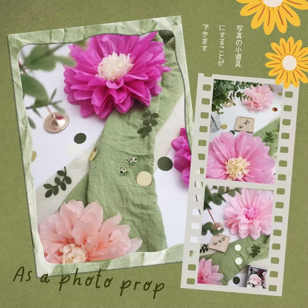 Assortiment de pompons en papier de soie rose