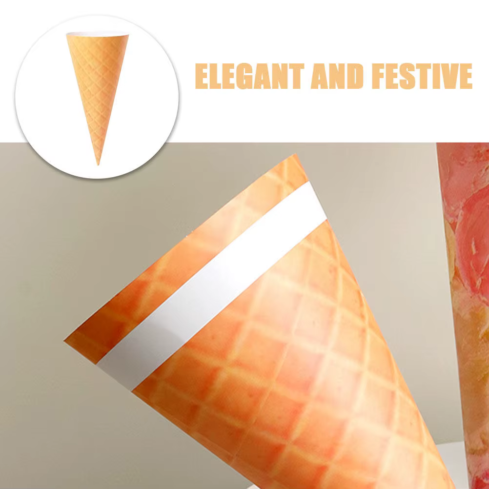 Lot de 10 cônes à glace en papier d'emballage floral