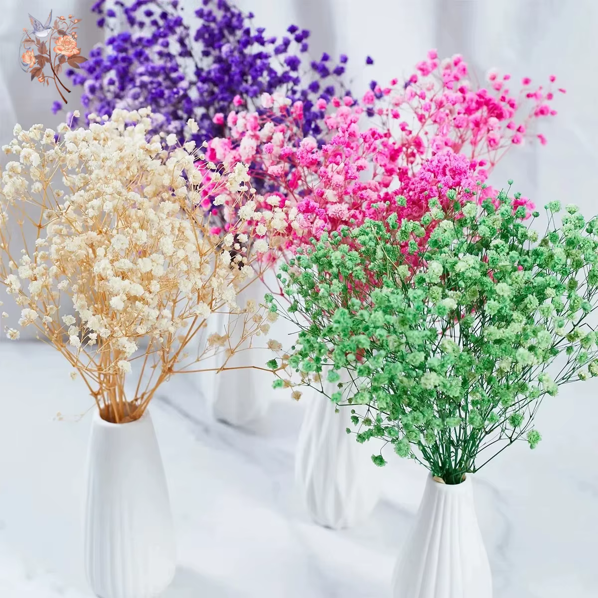 Bouquet de fleurs séchées naturelles colorées pour bébé