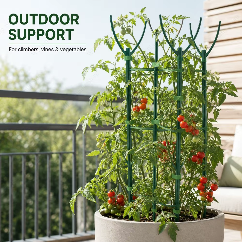 Kit de poteaux de soutien réglables pour plantes grimpantes avec sections empilables et attaches pour la croissance des