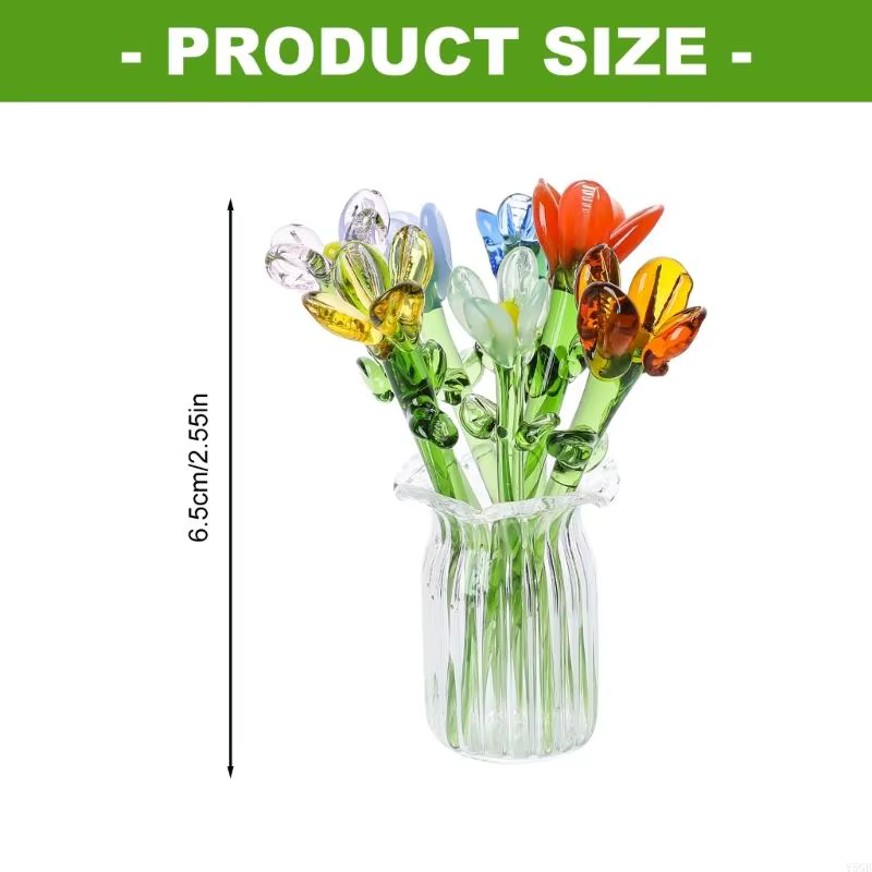 Bouquet fleurs en verre délicat avec Vase