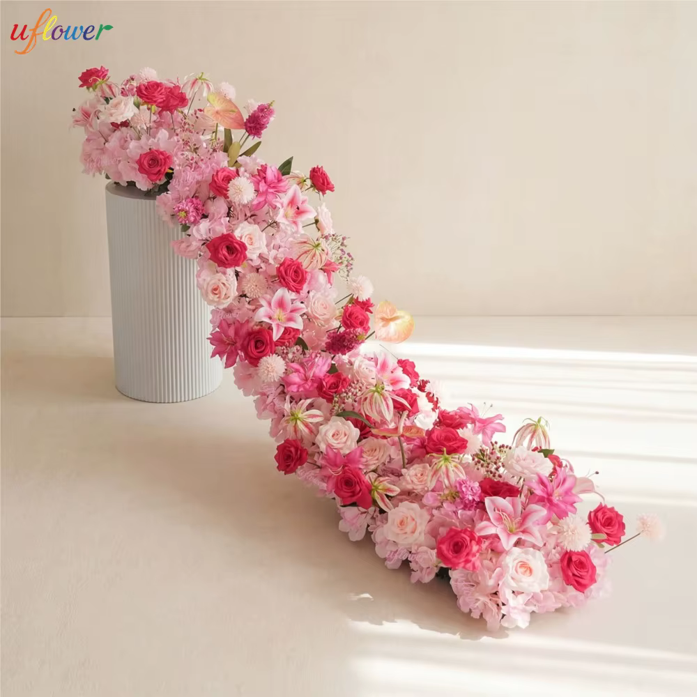 Guirlande de fleurs artificielles roses et blanches Uflower pour décoration d'arche de mariage