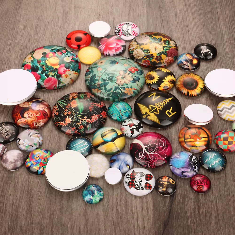Cabochons ronds en verre sur mesure, 10mm, 12mm, 14mm, 16mm, 18mm, 20mm, 25mm, 30mm, 35mm, 40mm, résultats de bijoux, bricolage, coordinateur