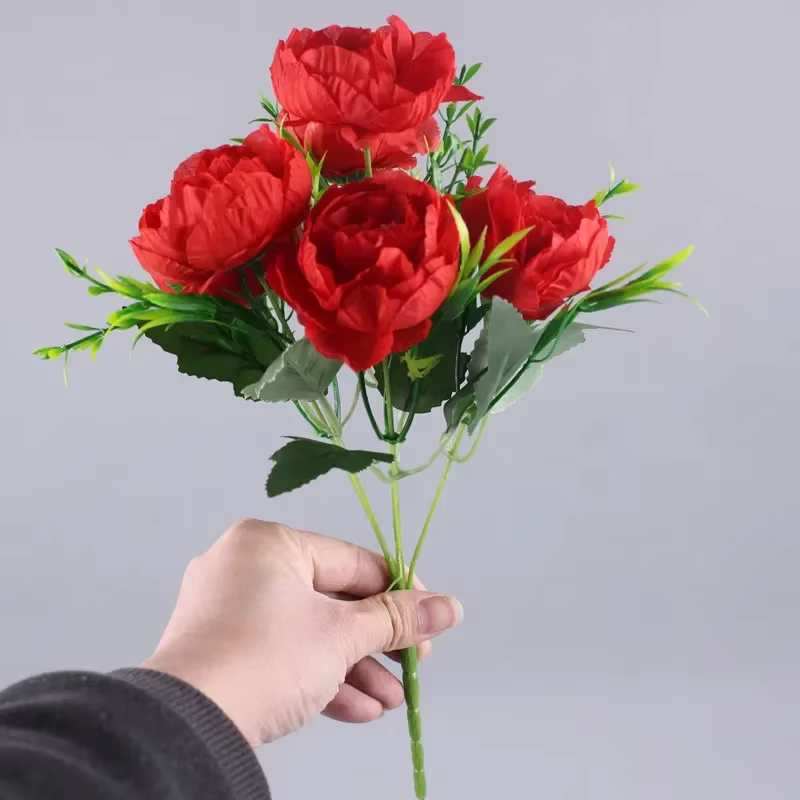 Fleurs de pivoine artificielles d'automne à 6 têtes
