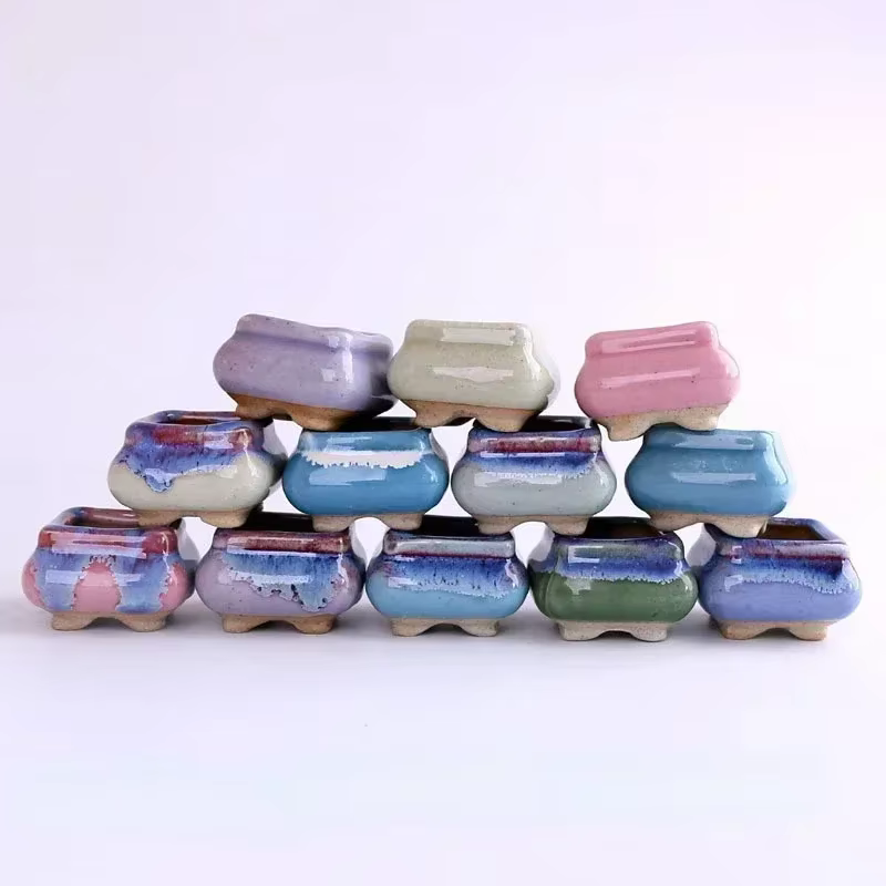 Pots de fleurs en céramique craquelées de glace pour la maison succulente décoration de bureau de jardin Mini
