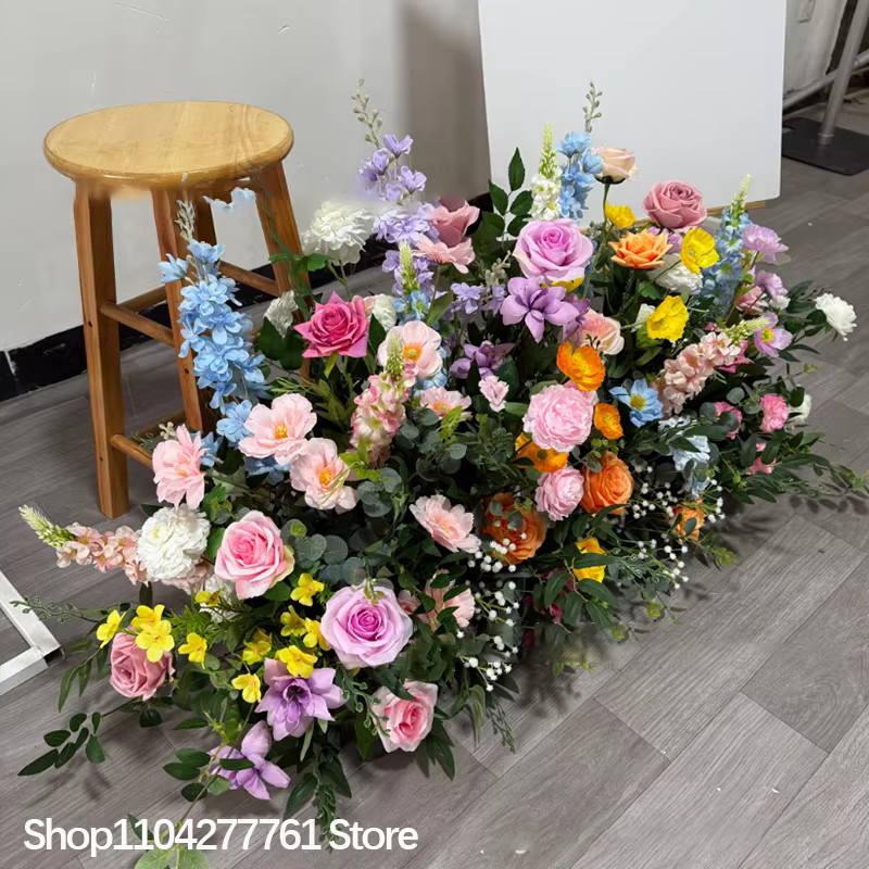Rose pivoine plantes vertes mariage toile de fond décor plancher haute Arrangement Floral canapé coureur événement