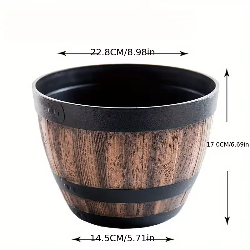 Pot de fleurs élégant inspiré de un baril de whisky