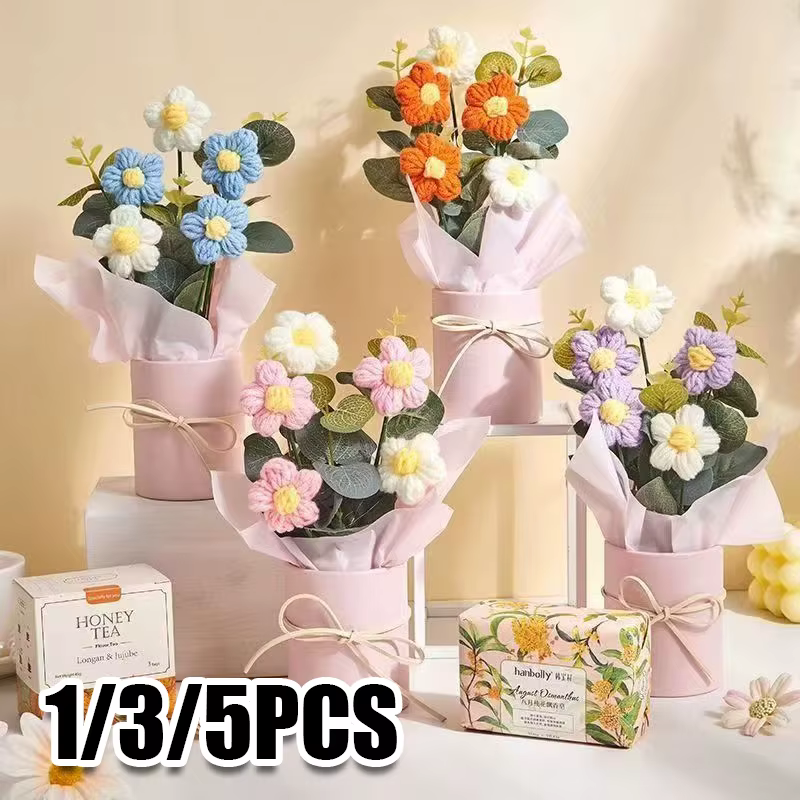 Bouquet de fleurs au crochet pour la Saint-Valentin