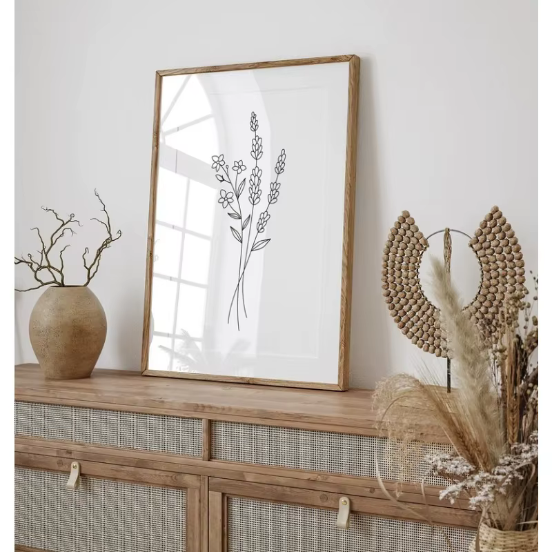 Affiche botanique de bouquet de fleurs d'art de ligne minimaliste