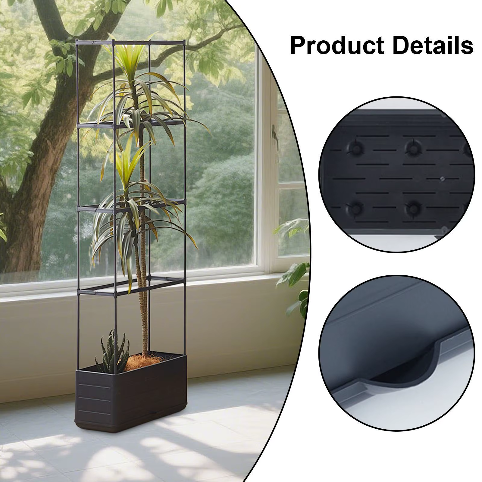 Boîte de jardinière avec pot de plantes en treillis