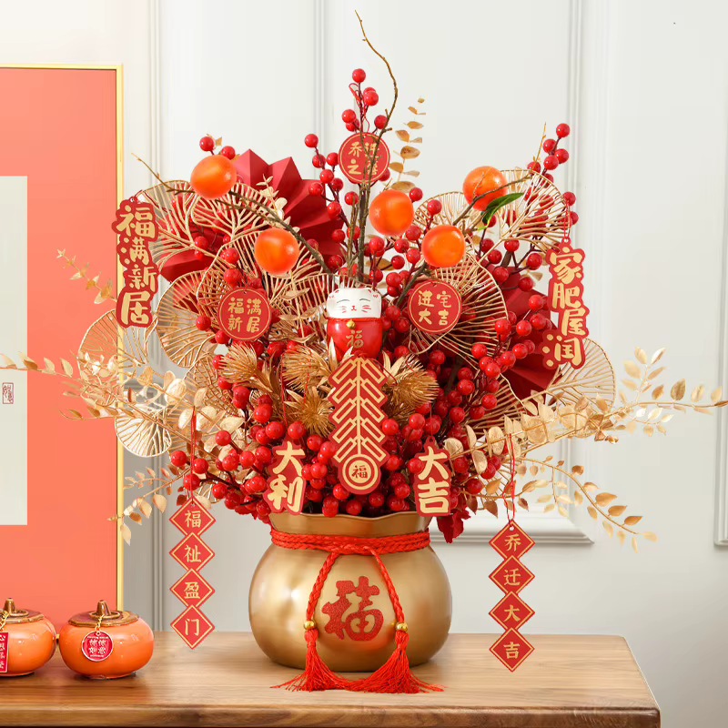 Décoration de fête de vacances chinoise fleurs artificielles décor de bureau de maison de noël