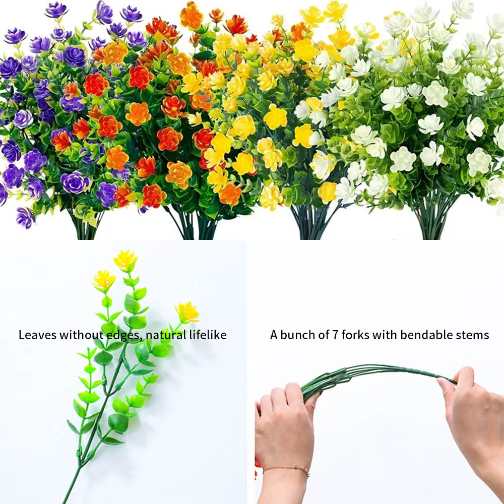 1 paquet de fleurs artificielles d'extérieur résistantes aux UV