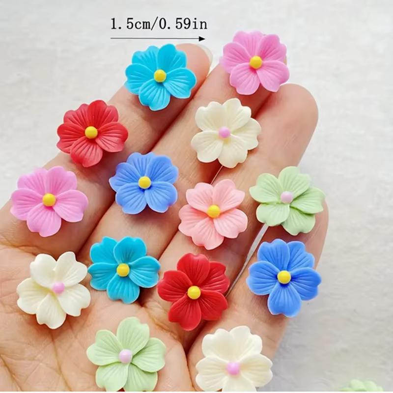 60 pièces de fleurs en résine mélangées