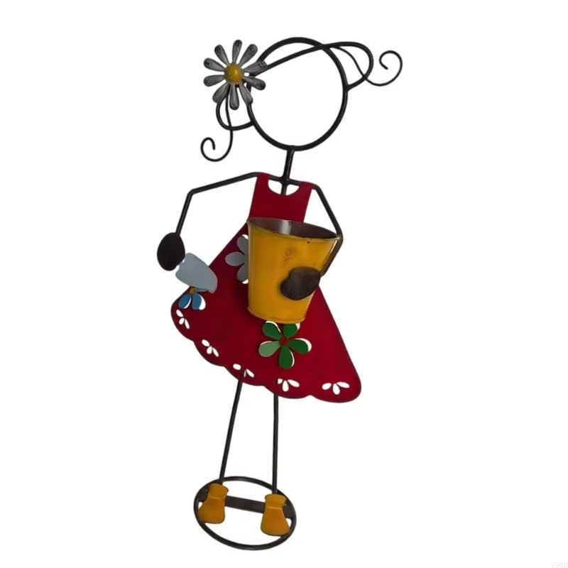 Support Figurine Pot fleur jardinière d'extérieur avec aspect métallique patiné pour affichage Table porche