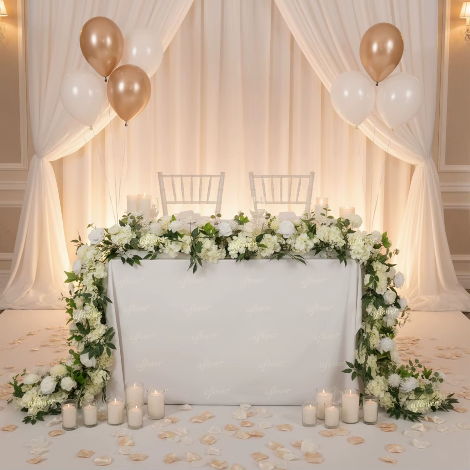 Uflower 50/100 cm artificielle Rose pivoine fleur rangée mariage toile de fond arc décor fête scène Table pièce maîtresse Arrangement Floral