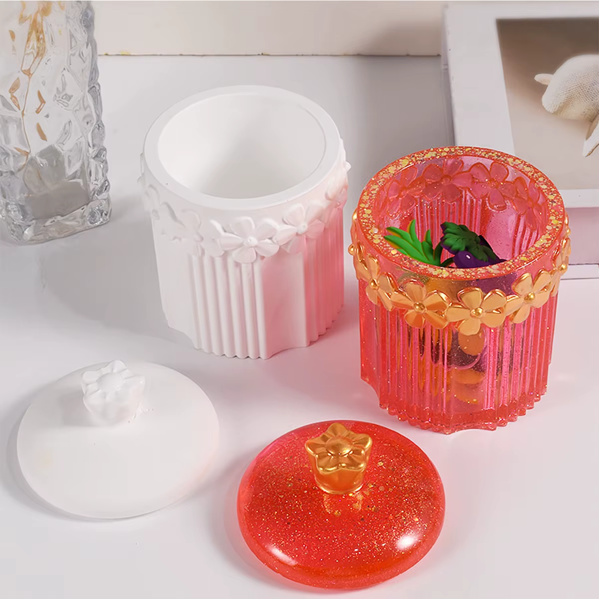 Moule en Silicone pour Pot de fleur à rayures, boîte de rangement de fleurs, bricolage, fabrication artisanale, pot de fleur en résine de plâtre, moules de moulage, fournitures de décoration pour la m