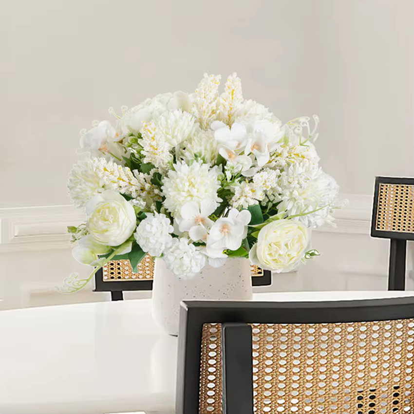 Fleurs artificielles brodées boules pivoines couronne de mariage maison chambre Table jardin extérieur décor
