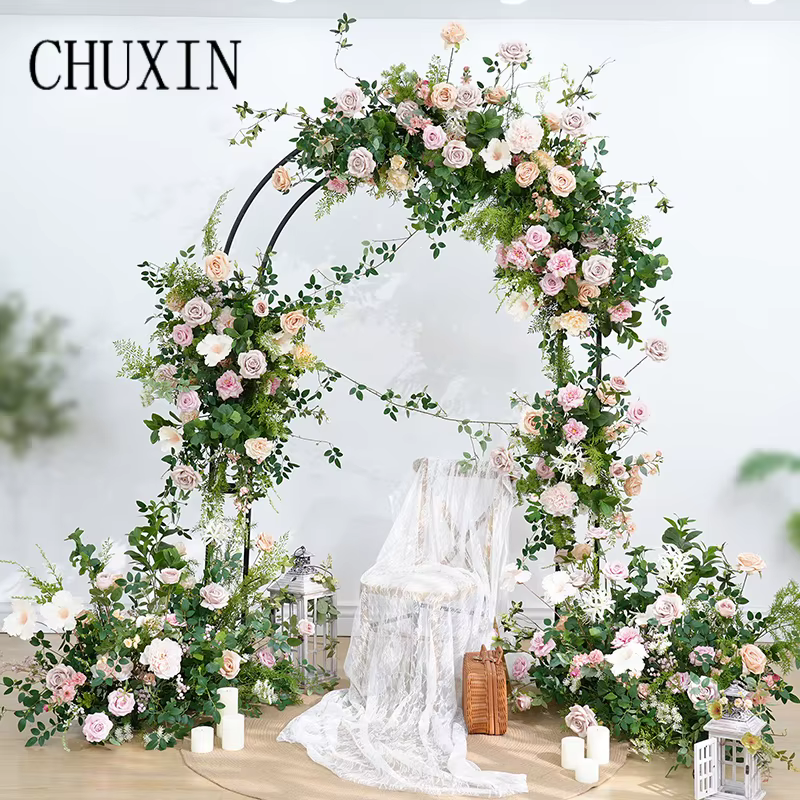 Mori vert Rose Rose accrocher fleur rangée mariage toile de fond arc décor allée sol Floral événement fête accessoires fenêtres affichage C8922
