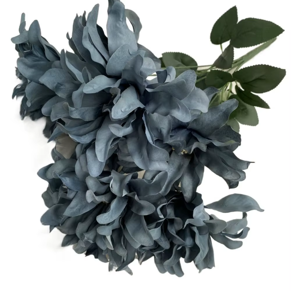 Bouquet de 7 dahlias artificiels en tissu brossé de 45 cm pour arrangement floral DIY