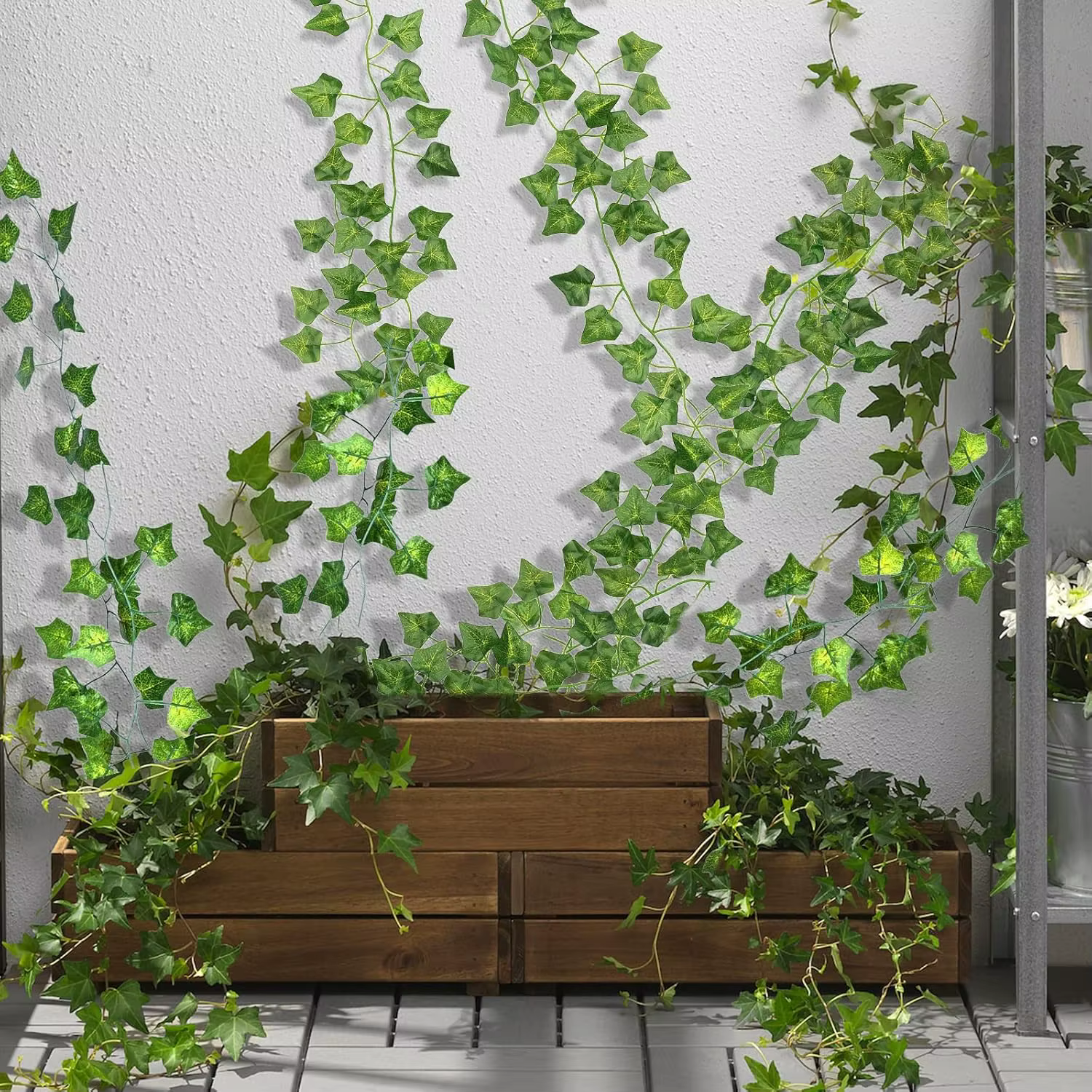 Plante artificielle feuille de lierre vert guirlande murale en soie suspendue vigne maison jardin décoration fête de mariage bricolage fausses feuilles de couronne