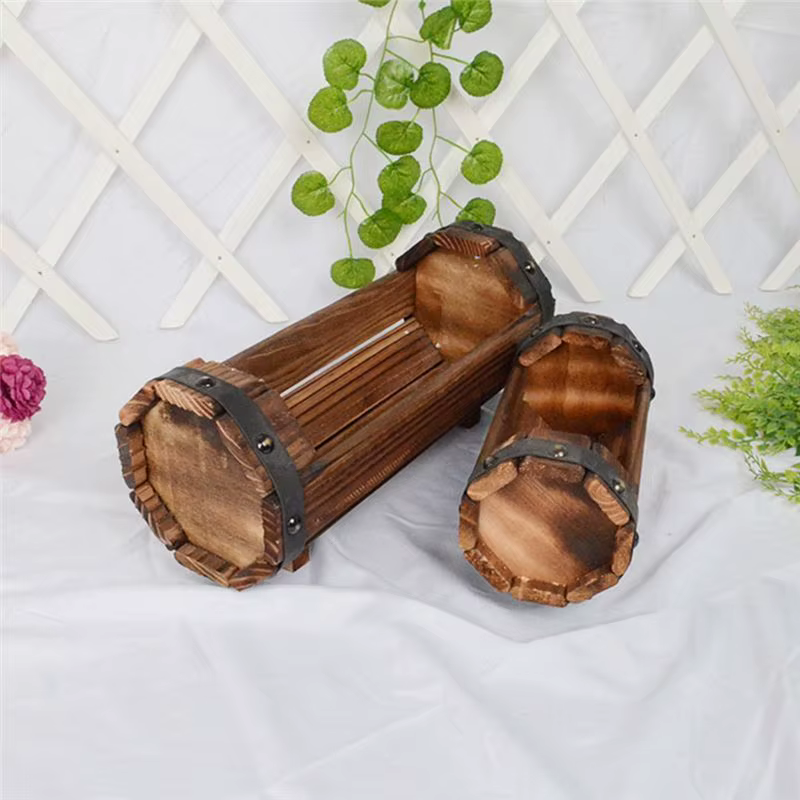 Wood Pots à fleurs en bois carbonisé antiseptique pour décoration de mariage