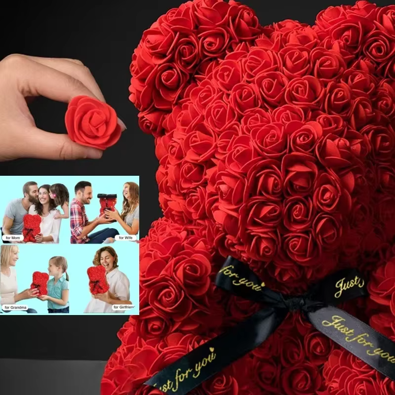 Rose éternelle artificielle 2026 en forme d'ours en peluche pour la fête des Mères