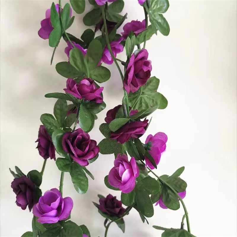 Nouvelle fleur artificielle rotin décoration rose soie guirlande