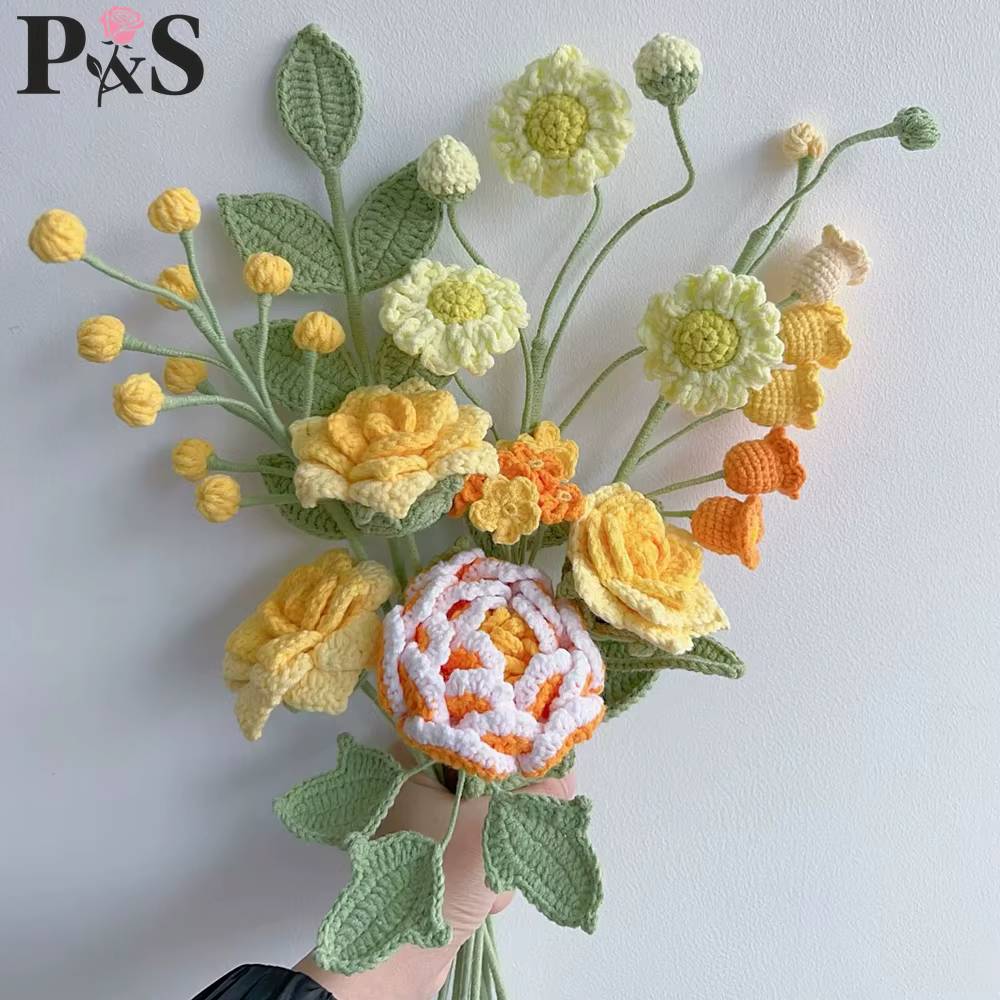 Bouquet de fleurs vertes au Crochet