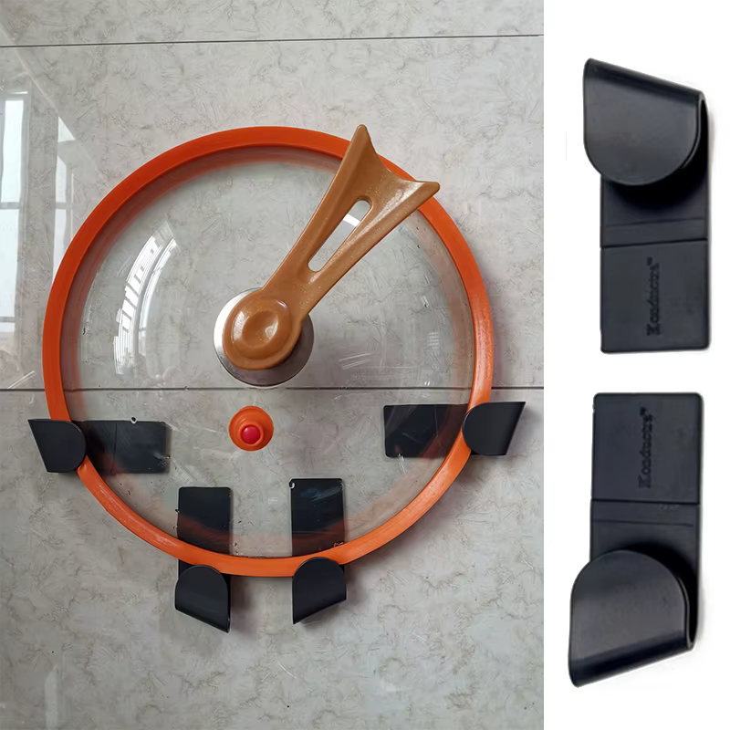 Support de couvercle de Pot auto-adhésif, 6/12 pièces, support sans poinçon pour couvercle de casserole, support de rangement de cuisine en plastique, organisateur de cuisine
