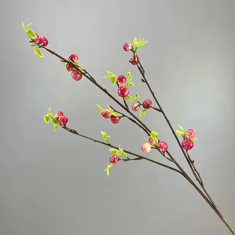 Plante verte en caoutchouc souple pour la décoration de la maison, simulation de petite pomme, branche de baie, floral, richesse artificielle, balcon